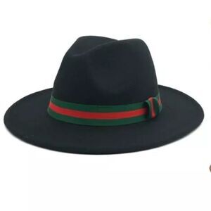 Black Fedora Hat with Elastic